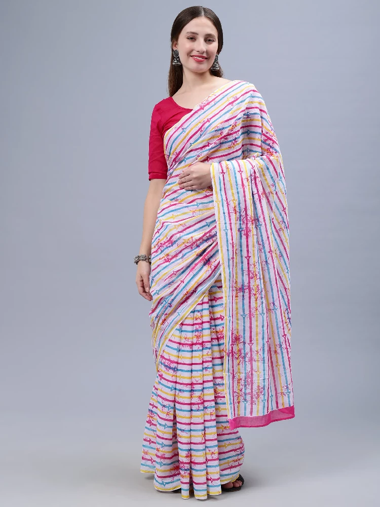 Printed Malmal Cotton Pink Saree-1.webp